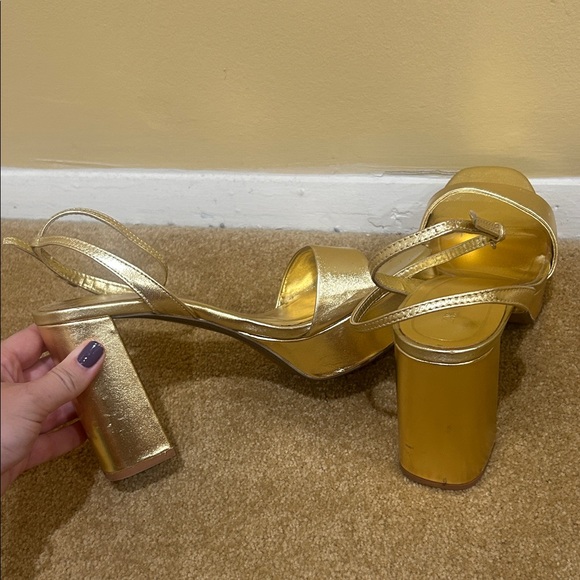 Zara Elegant Gold Platform Heels - Picture 11 of 14
